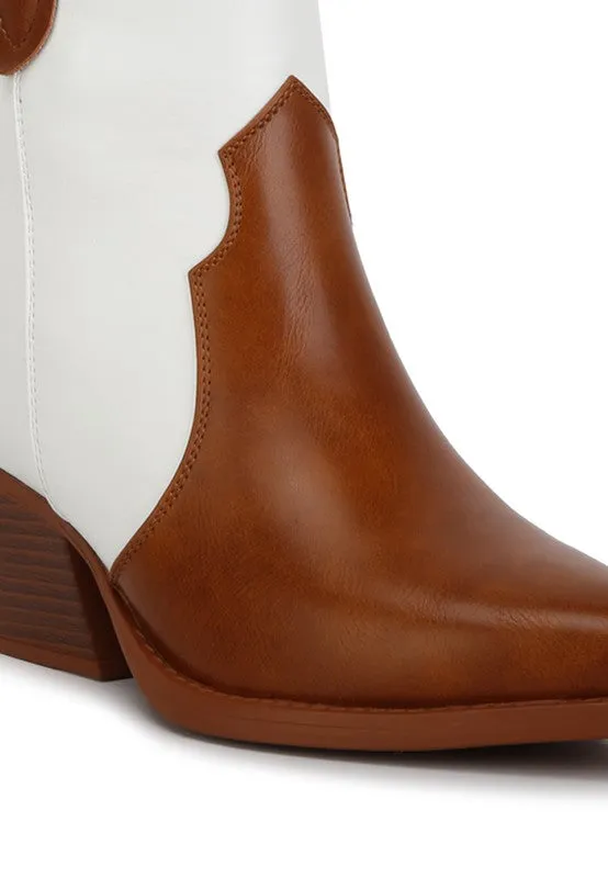 Two Tone Cowgirl Ankle Bootie