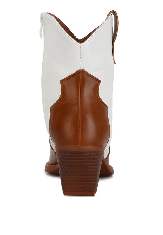 Two Tone Cowgirl Ankle Bootie