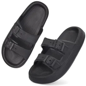 VONMAY Slides Sandals for Women and Men Sandals Soft Thick Sole Adjustable Pillow Sandals with Double Buckle